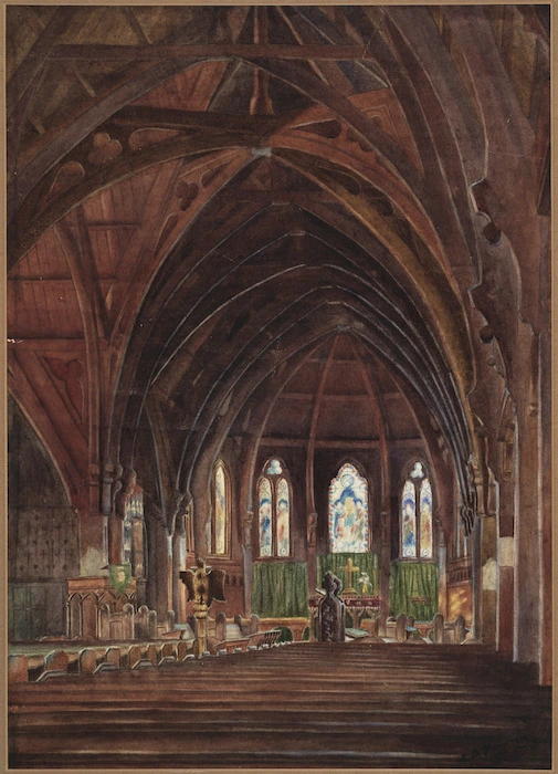 Youmans, Charlotte Beatrice, b.1869 :Interior of St Pauls Cathedral, Wellington. 1896.