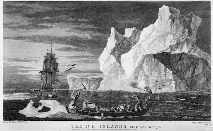Hodges, William, 1744-1797 :The ice islands, seen the 9th of Janry., 1773. Engrav'd by B T Pouncy; drawn from nature by W Hodges. London, 1777