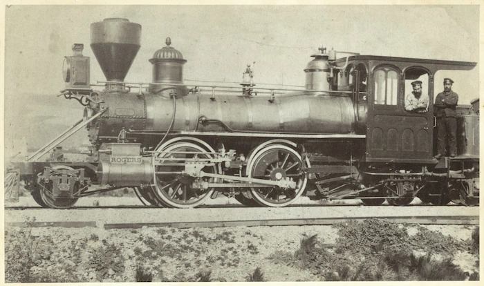 K class steam locomotive and railway employees - Photographer unidentified