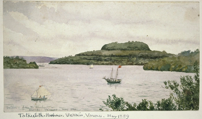 [Lister Family] :Tatau from the harbour, Veiafu, Vavau. May 1889