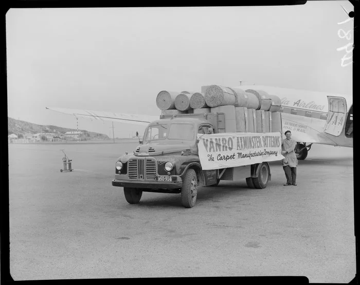 Truck loaded with carpets