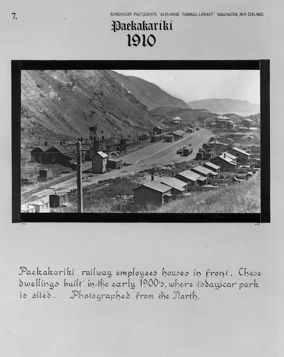 Northern view of Paekakariki showing railway employee houses