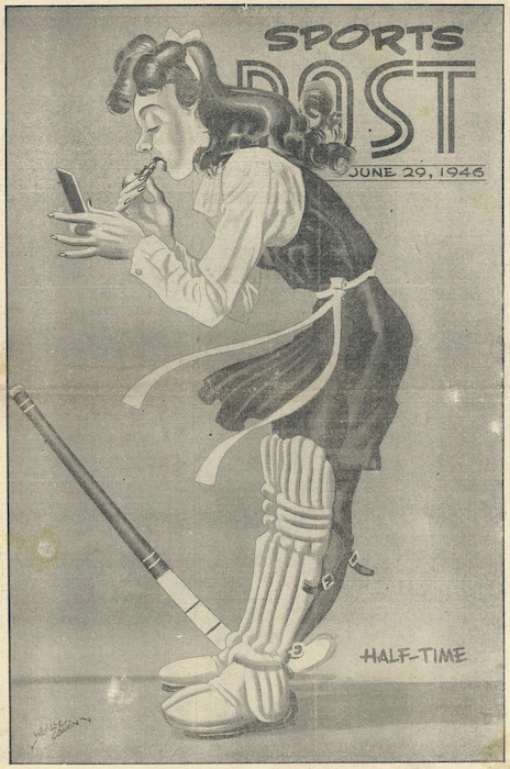 Colvin, Neville Maurice, 1918-1992 :Half-time. Sports Post cover, 29 June 1946.