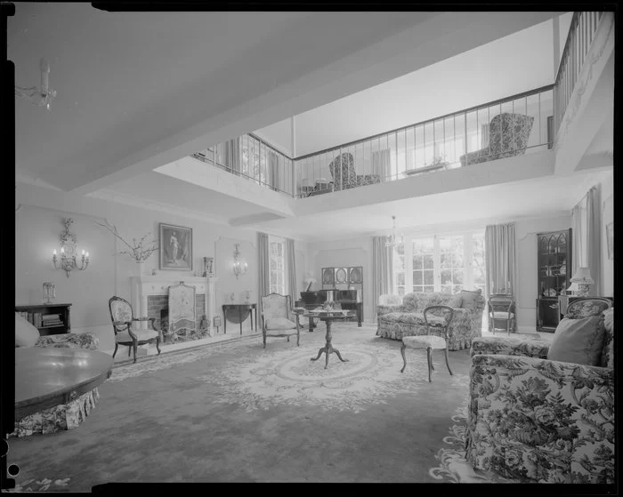 Living room in Brusey house in Eastbourne, Lower Hutt