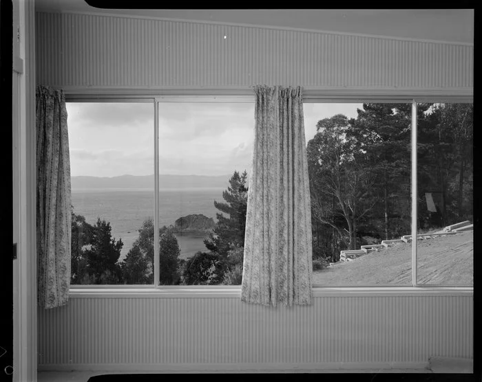 Looking out living room windows, Jim Dawson house