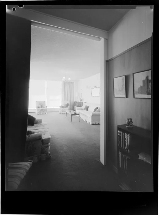Living room of Herbert Gardens Flats, The Terrace, Wellington