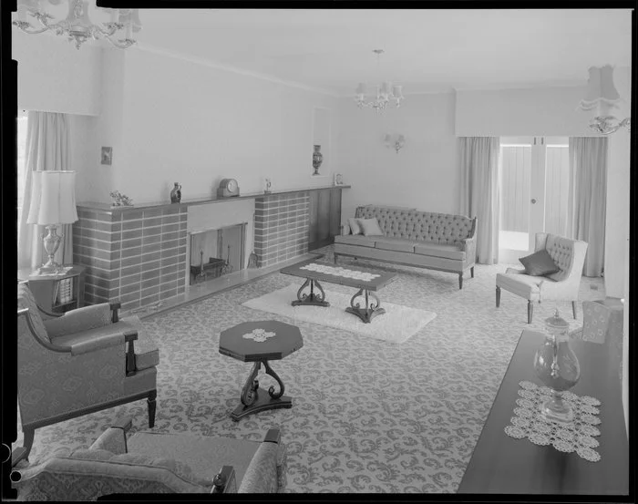 Living room in Atkinson house [Wellington?]