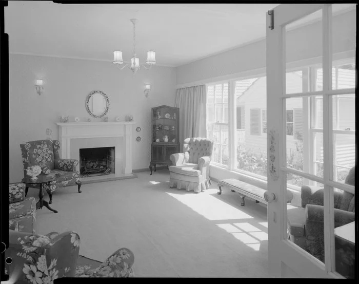 Living room interior, Barton-Ginger house, Wellington