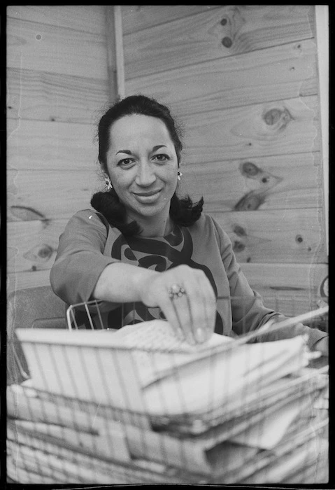 Member of Parliament for Southern Maori, Whetu Tirikatene-Sullivan, in her Parliamentary office