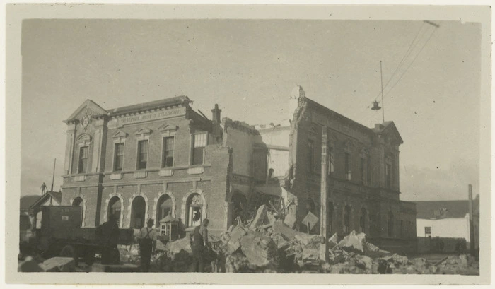 Damaged Westport Post and Telegraph Office, after the Murchison earthquake