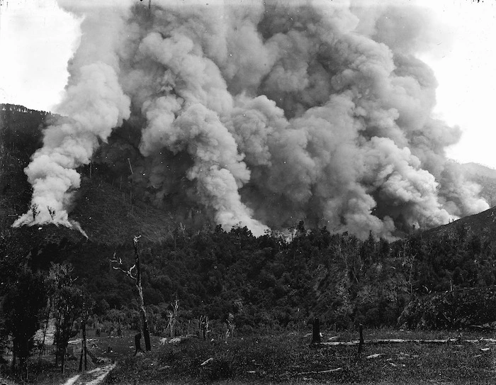 The beginning of a bush burn on Puketora Station