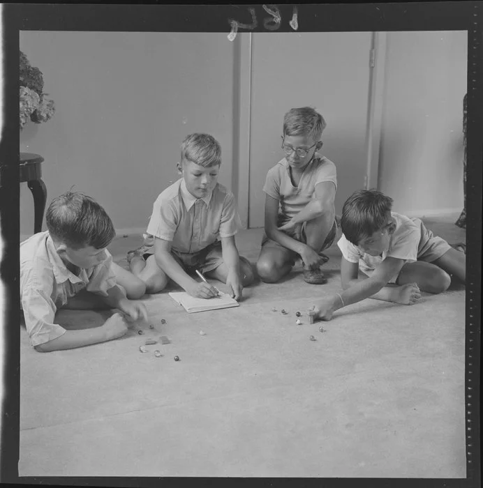 Marbles played by boys in the form of a cricket, Wellington