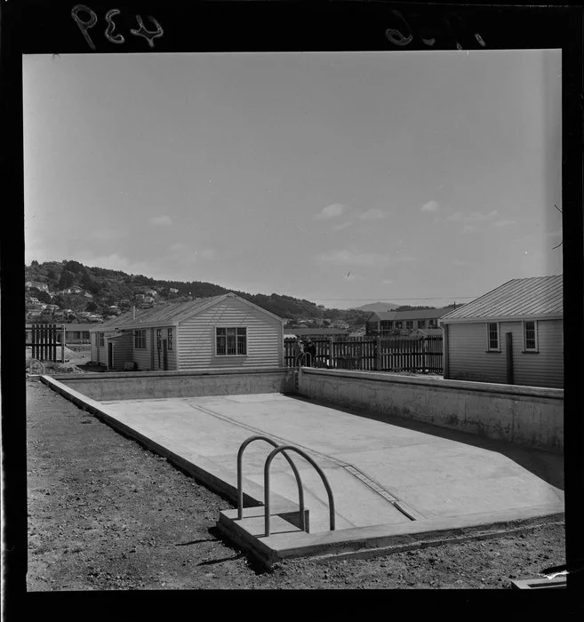 Empty swimming pool at Rongotai College, Wellington