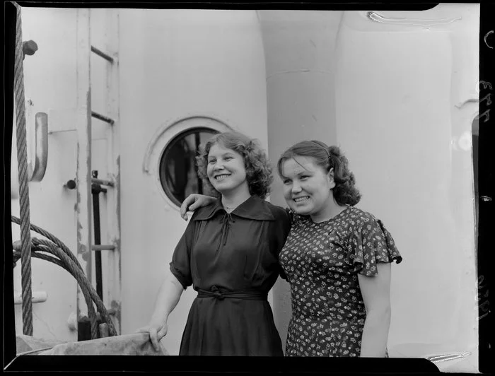 Two unidentified Russian women on board the Russian Antarctic Expedition's supply ship, Ob