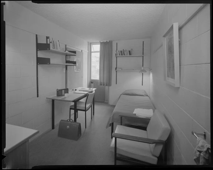 Student's room, Weir House, Victoria University, Kelburn, Wellington