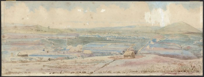 [Williams, Edward Arthur] 1824-1898 :Alexandra - Waikato military camp, Maori War 1863-64. [1864 or 1865].