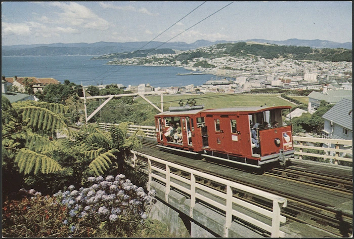 Kelburn Cable Car, Wellington, N.Z. Colourchrome series W.T. 361, printed by Whitcombe and Tombs Ltd for the Felicity Card Co. Ltd