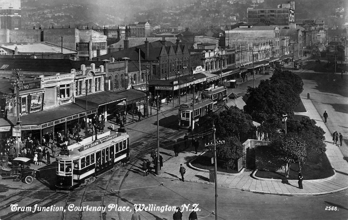 Tram junction, Courtenay Place, Wellington