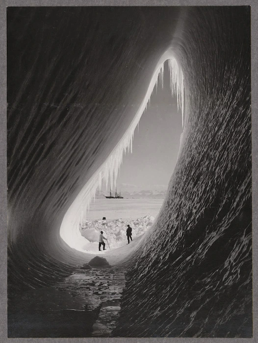 Grotto in an iceberg, photographed during the British Antarctic Expedition of 1911-1913