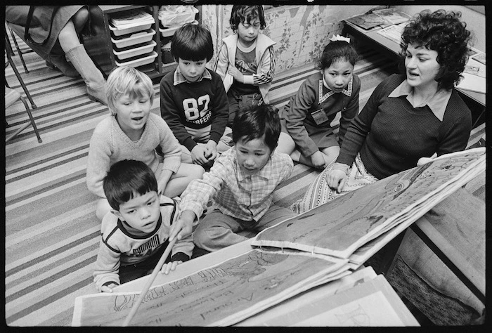 Children in remedial reading class, Berhampore School, Wellington - Photograph taken by Merv Griffiths