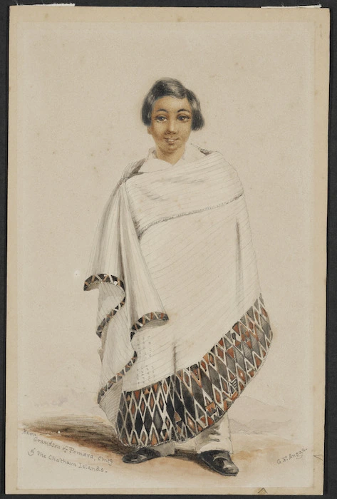 Angas, George French, 1822-1886 :Hemi, grandson of Pomara, Chief of the Chatham Islands [Between 1844 and 1846]
