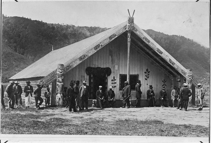 Rongokarae whare on Tauarau marae, Ruatoki