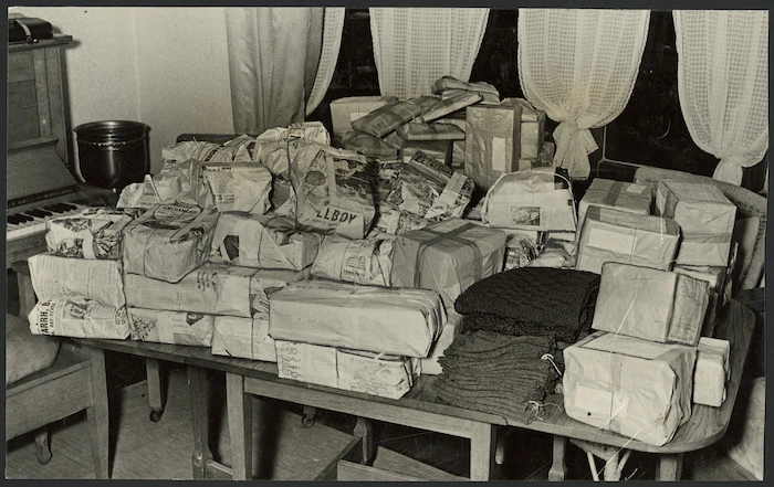 Parcels packed by the Patriotic Fund for soldiers overseas during World War 2