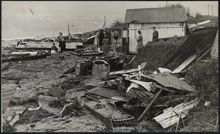 Remains of Mr Hall's house destroyed by a tsunami - Photograph taken by Harold J Dunstan
