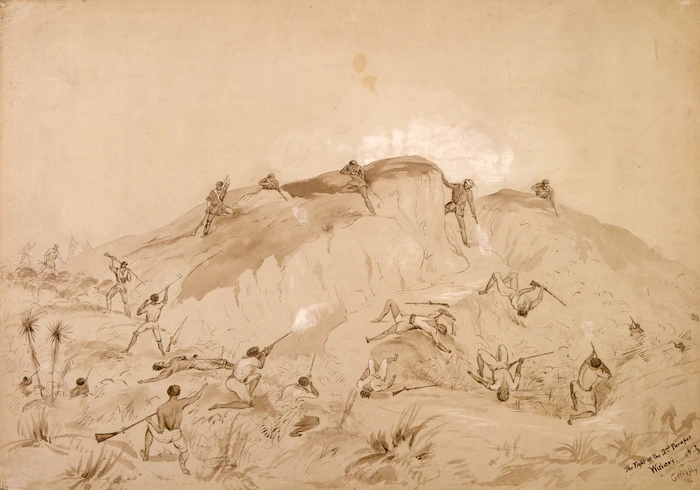 Heaphy, Charles 1820-1881 :The fight at the 2nd Parapet. Waiari [1863]