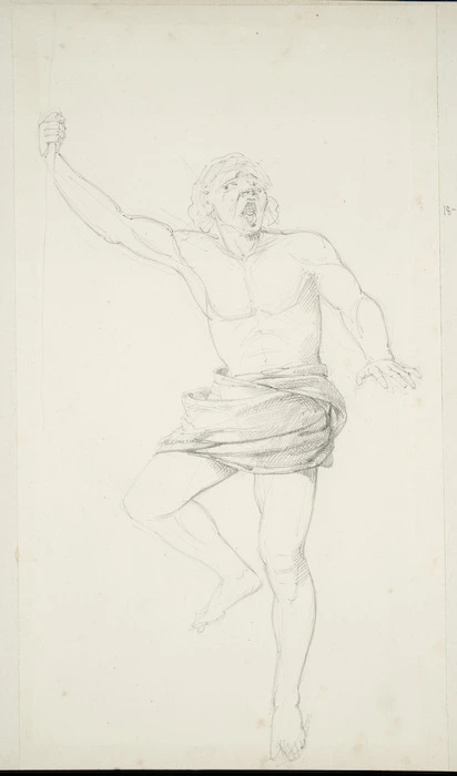 [Strutt, William] 1825-1915 :[Study for The Maori war dance. 5th position? 1855 or 1856]