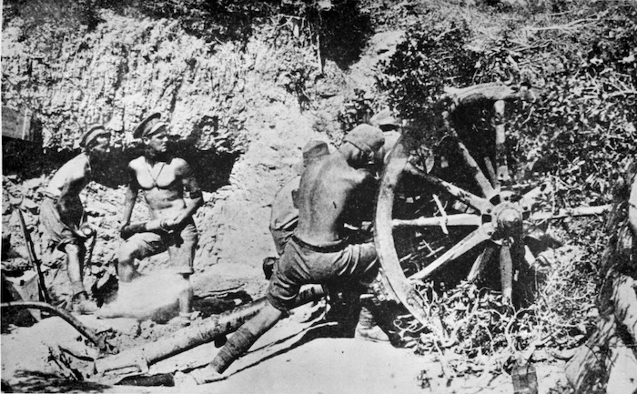 Soldiers firing a cannon, Gallipoli