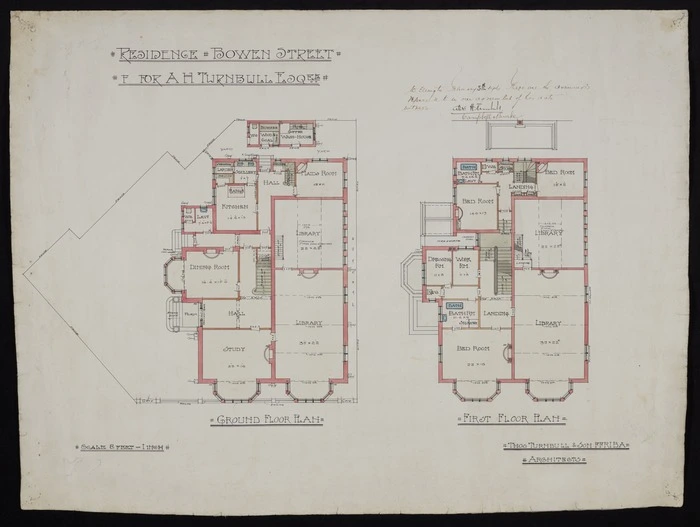 Thomas Turnbull & Son :Residence Bowen Street for A H Turnbull Esq[uir]e. February 8th 1916