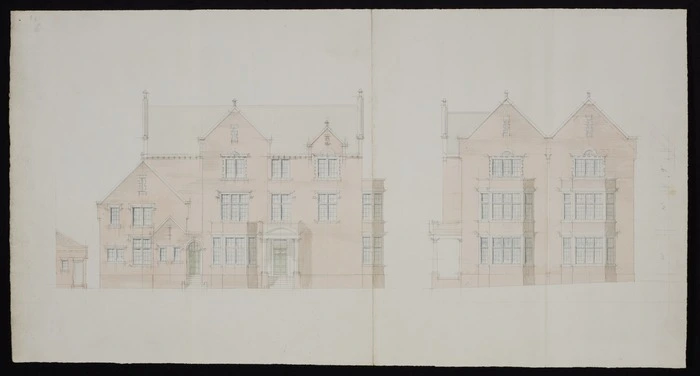 [Thomas Turnbull & Son :Residence Bowen Street for A H Turnbull Esq[uir]e. February 1916. Elevation only in pencil & pale watercolour]