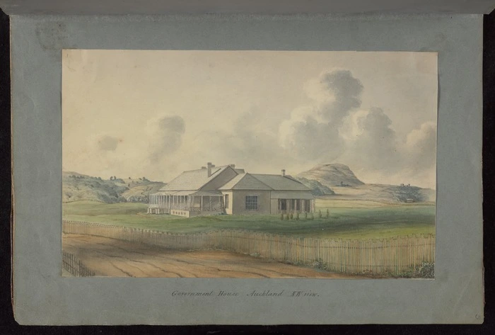 Ashworth, Edward, 1814-1896: [The Hobson album]. Government House, Auckland. N.W. view. [1842 or 1843].