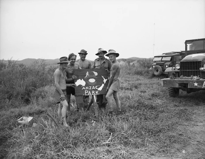 Australian and New Zealand personnel at Anzac Park, near forward defensive positions in Korea