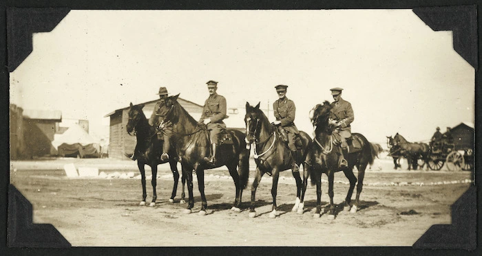 General Chaytor, Major Powles, and Lieutenant Bond on horse back, Egypt