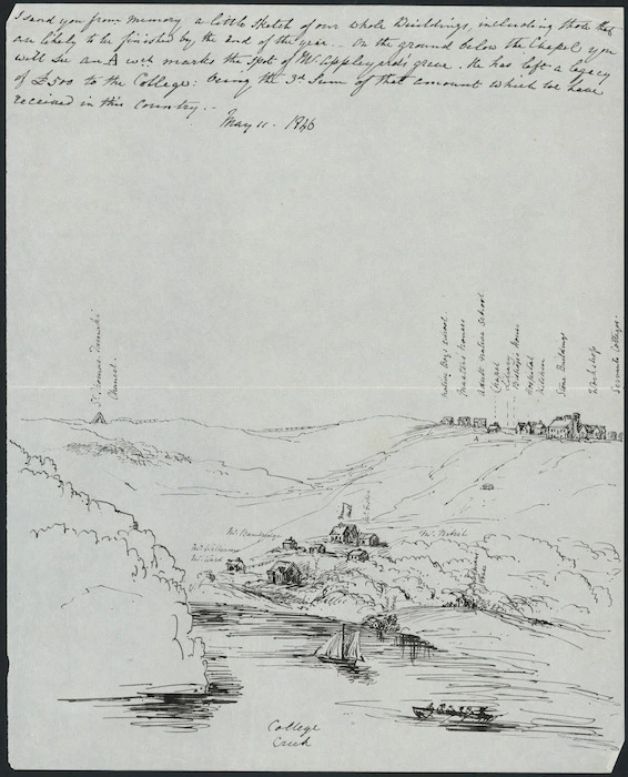 Sketch of St John's College on College Creek, Auckland