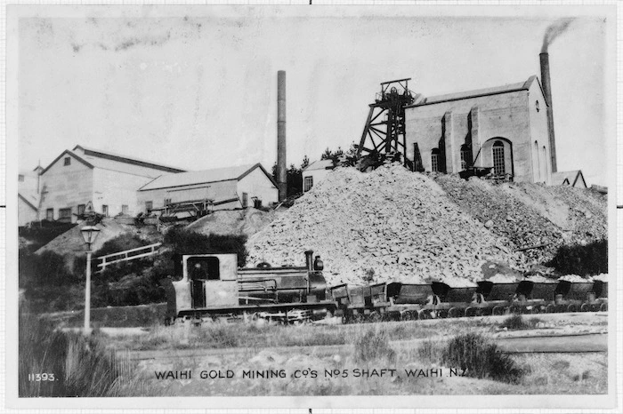 Waihi Gold Mining Company's no 5 shaft at Waihi