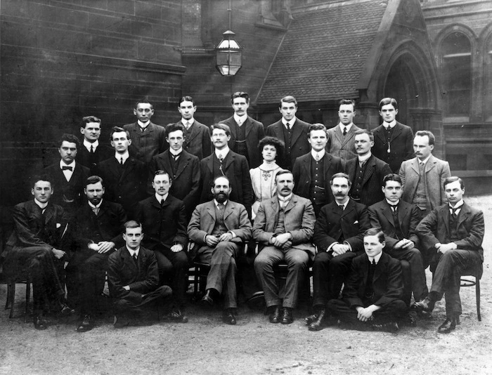 Ernest Rutherford and members of the Manchester University physical and electro-technical laboratories staff