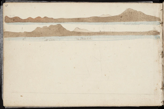 [Ashworth, Edward] 1814-1896 :[Profile of Auckland, 1844?] Mt Albert, Mt Eden, One Tree Hill.