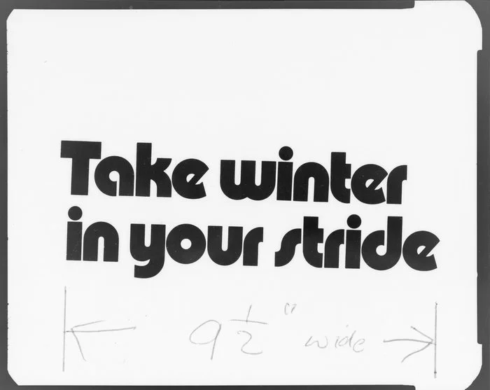 `Take winter in your stride' text for advertisement