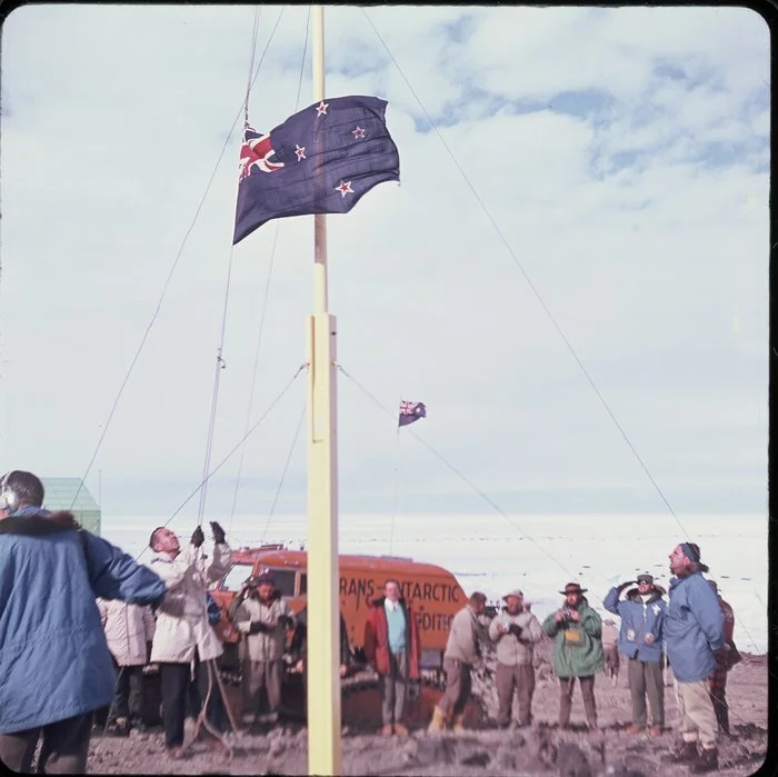 Raising the flag