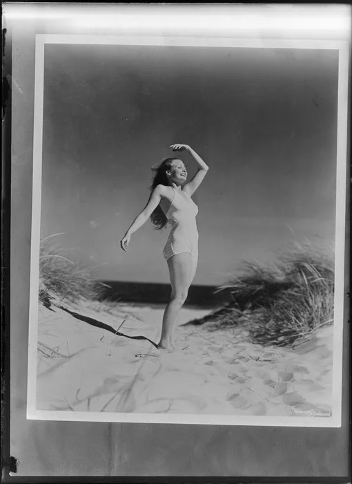 Unidentified young woman at the beach