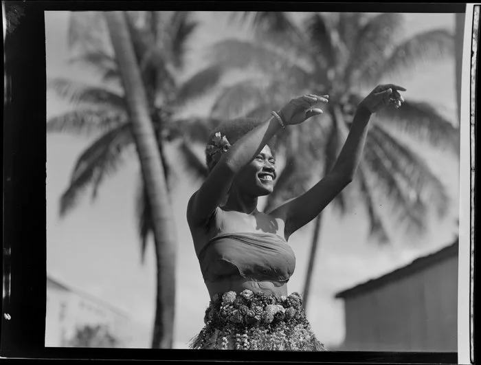Unidentified young woman dancing, Ba, Fiji