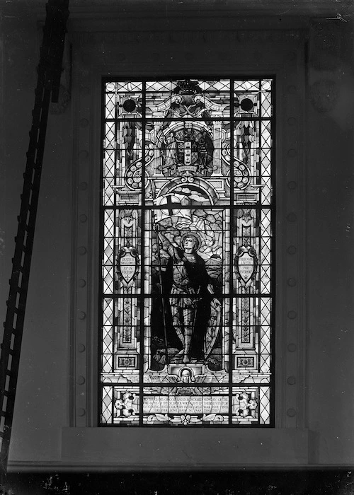 Stained glass window in the Memorial Hall, Wellington College