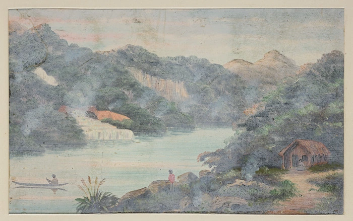 Backhouse, John Philemon, 1845-1908 :Small Terrace, Waikato River. Orakei Korako [ ca 1880]