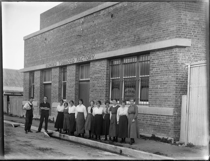 Workers outside a Bonded Tobacco Factory