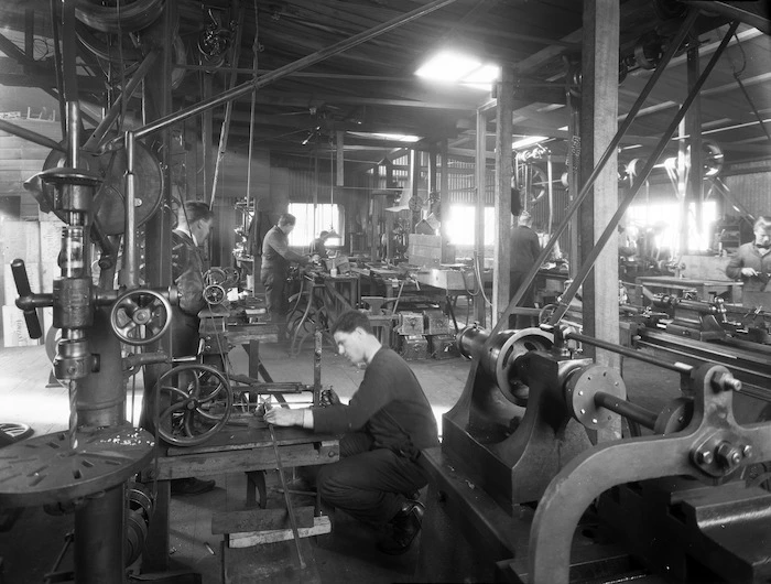 Automatic Stamping Company workshop and workers, Christchurch