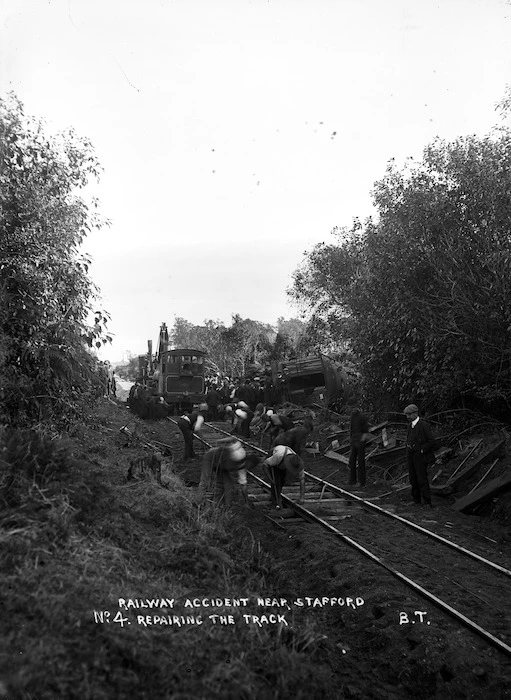 Railway accident near Stafford. No.4; repairing the track.