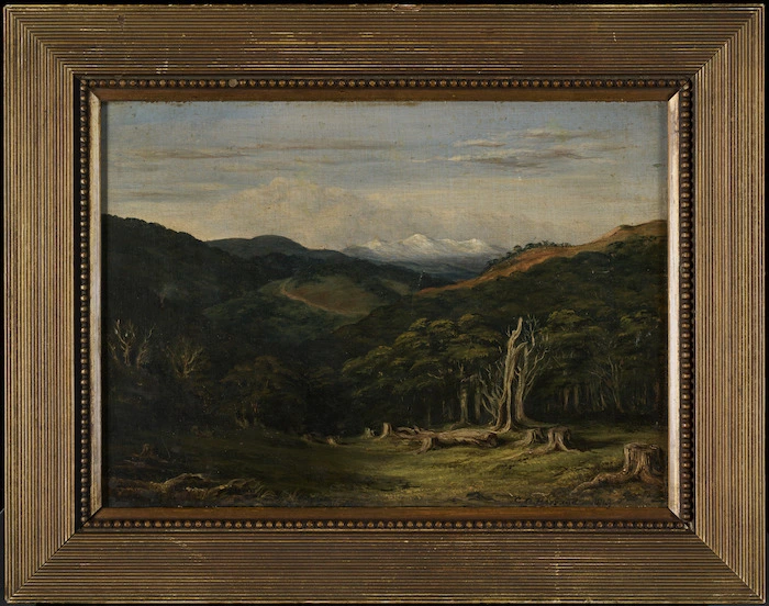 Barraud, Charles Decimus, 1822-1897 :[View towards the Rimutakas, Wellington]. 1849.